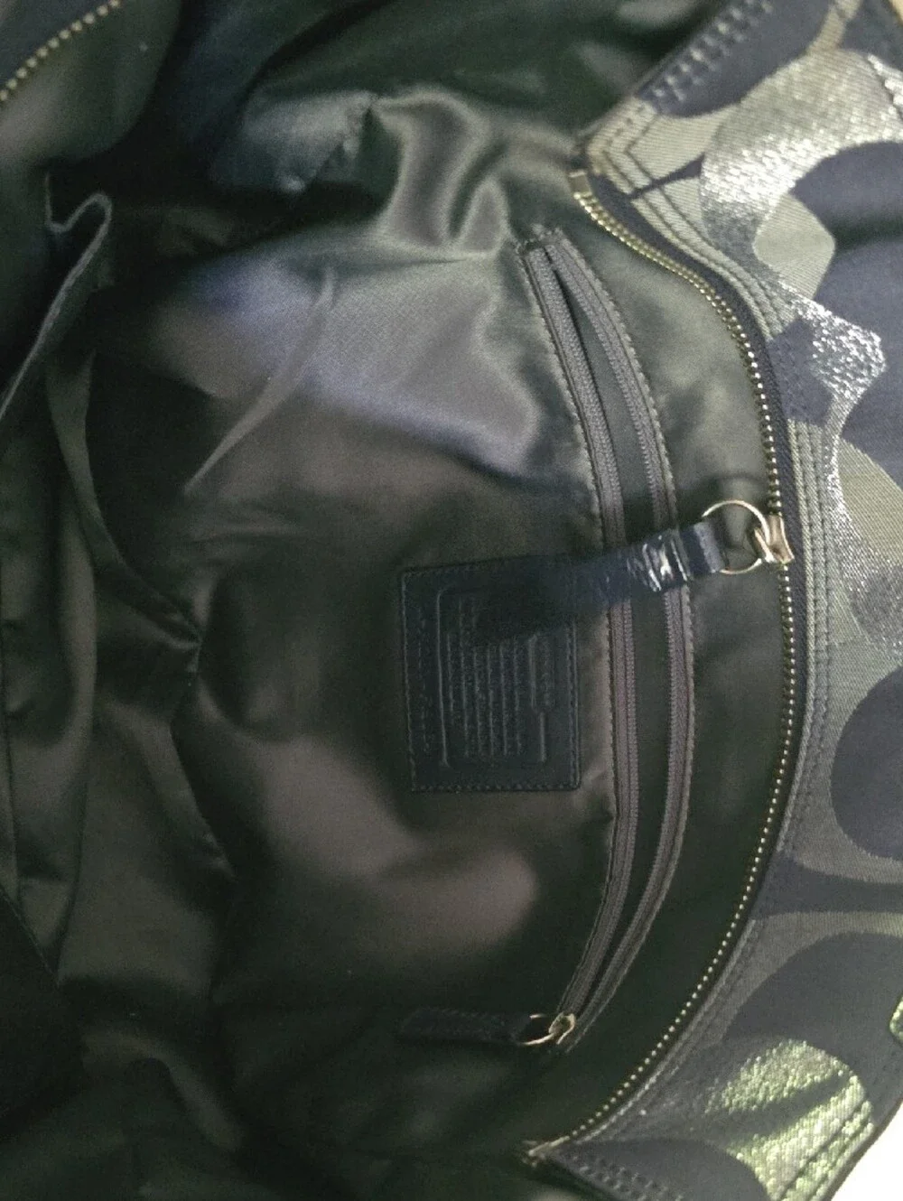 Coach Navy and Silver Signature Shoulder Bag